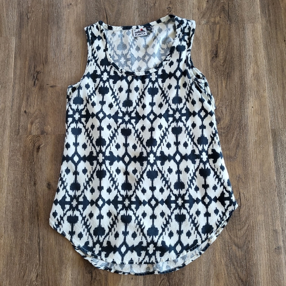 Kavu Women's Veronica Black White Top Size XS Open Back hiking Outdoor Granola